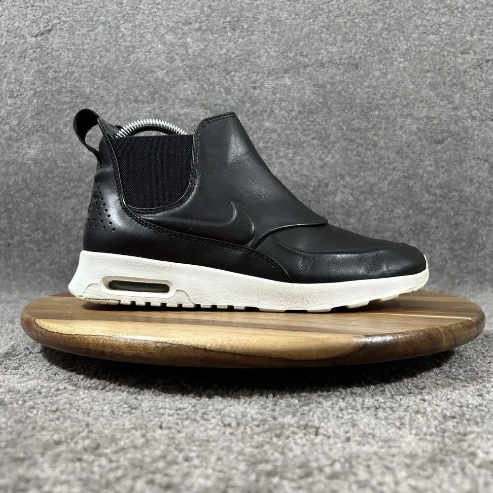 Nike Air Max Thea 859550-001 Women's Size 7 Black Mid Leather Pull On Boots Used